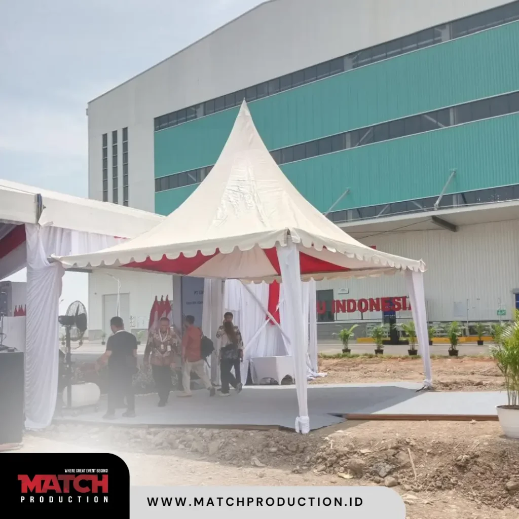 Sewa Tenda Sarnafil atau tenda Kerucut Match Production Spesialis Sewa Alat Event Terbaik. Hubungi Segera untuk layanan profesional!